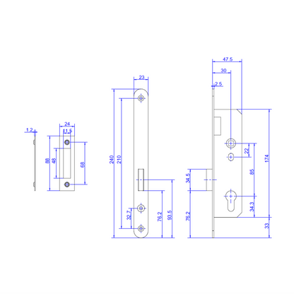 ADI 3000 系列 窄框門用崁入式鎖匣