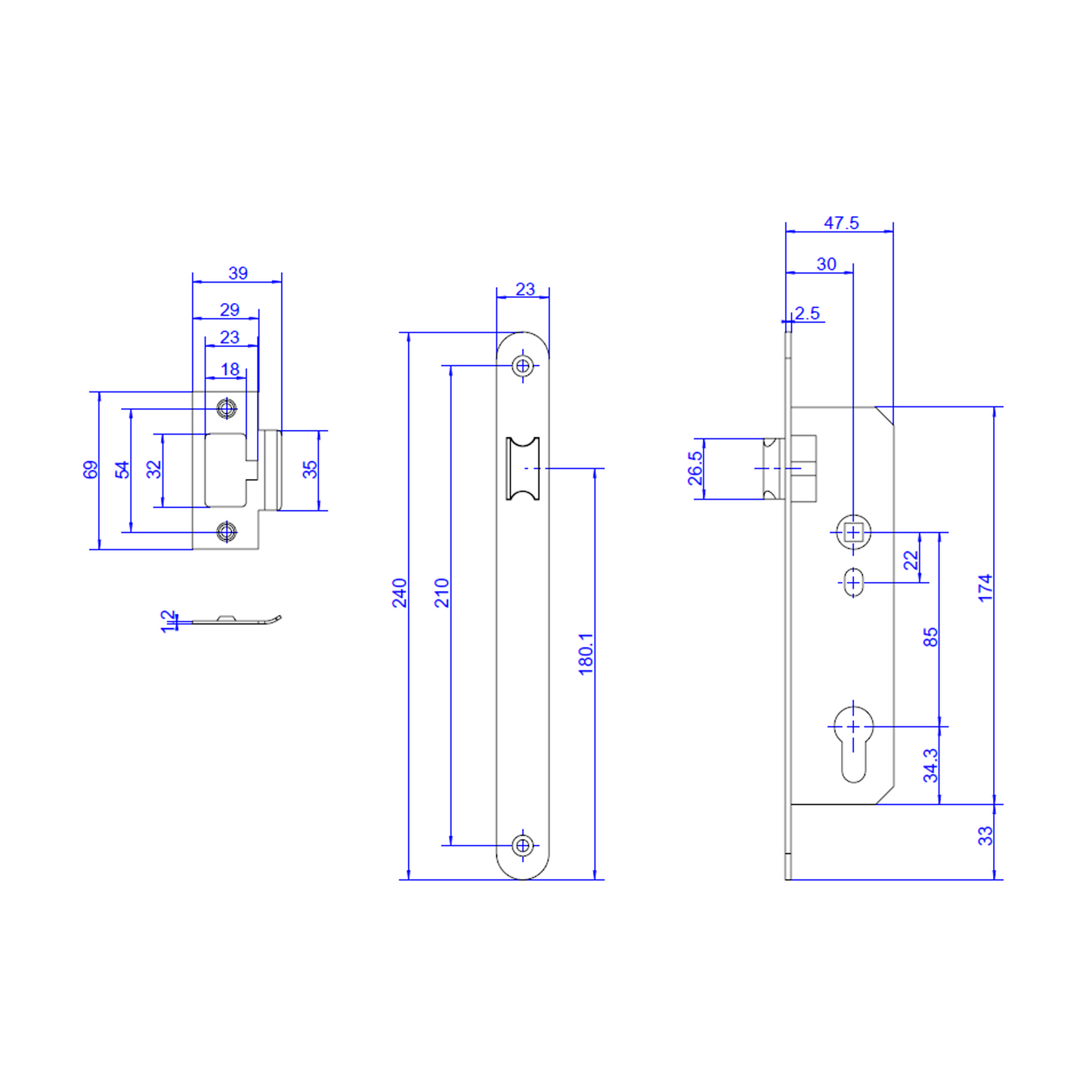 ADI 3000 系列 窄框門用崁入式鎖匣