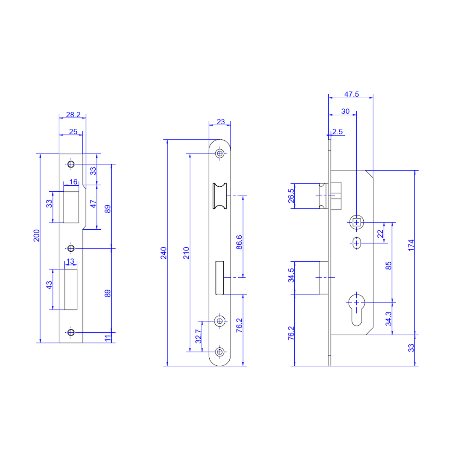 ADI 3000 系列 窄框門用崁入式鎖匣